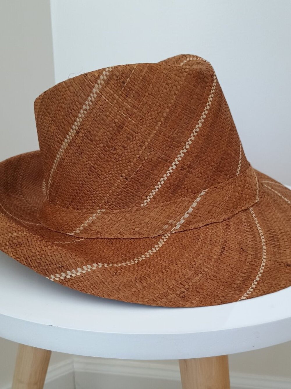 Lightweight raffia fedora hat made in Madagascar, brown